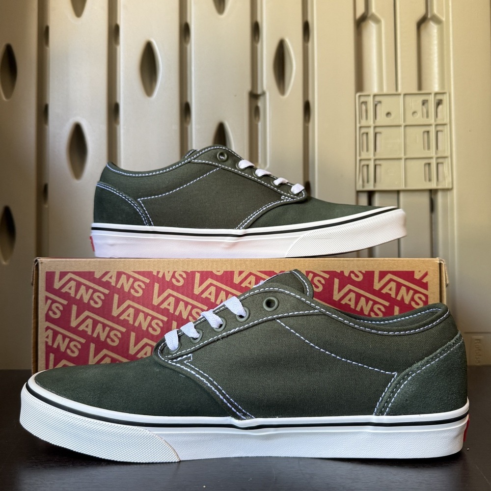Vans Atwood Mens Dried Kelp Green Suede Canvas Skate Shoes VN000CX8EMU Size 10 - Picture 2 of 9